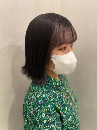 ミディアム カラー パーマ ヘアアレンジ ハイトーンカラー🤍 山下 優華のヘアスタイル