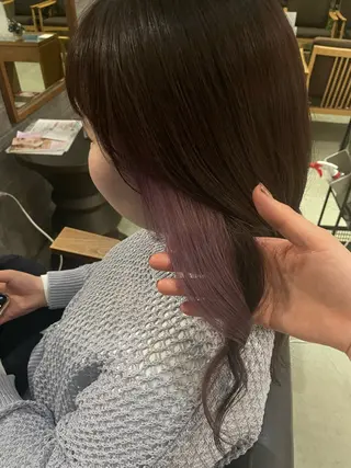 セミロング カラー Spin hair 檜垣菜愛のヘアスタイル