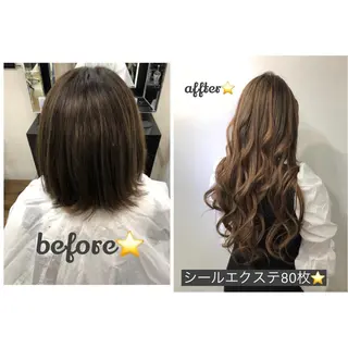 セミロング ワンホンレイヤー エクステづまのヘアスタイル