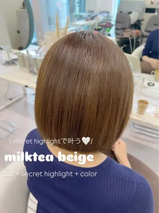 ショート カラー 美髪矯正/シークレッ トハイライト🤍りさのヘアスタイル