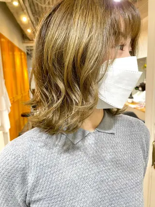 ミディアム カラー レイヤー/パーマ TAKUYAのヘアスタイル