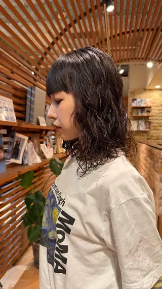 ミディアム パーマ mashu/ブリーチ /ストレート/らなのヘアスタイル