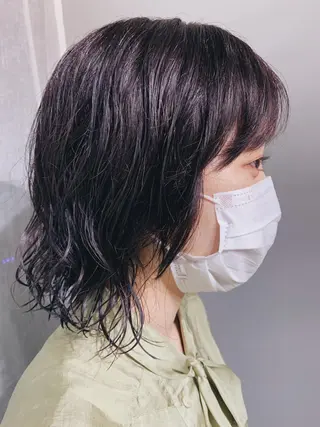 ミディアム カラー パーマ ボブパーマコテ巻き風 パーマNo1深江秀平のヘアスタイル