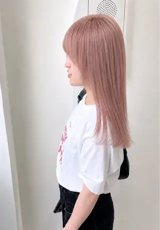 セミロング カラー Muミュー/ブリーチ ハイトーン Wカラーのヘアスタイル