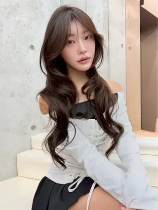 ロング ヘアアレンジ 大宮ブリーチ縮毛⭕️ 暗髪レイヤーしょうまのヘアスタイル