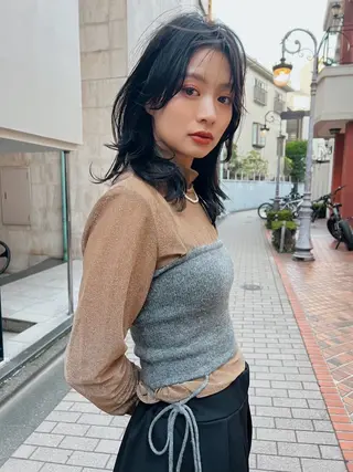 セミロング カラー ヘアアレンジ 🫧艶髪矯正 髪質改善🫧 大介のヘアスタイル