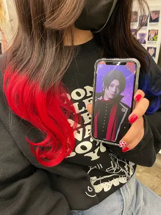 ミディアム カラー インナーカラー 推し ブリーチ  髪質改善のヘアスタイル