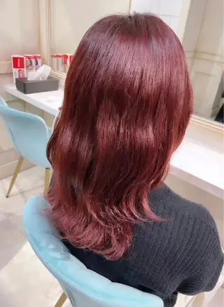 セミロング カラー 🌷ピンク/韓国風 暖色カラー ゆい🌷のヘアスタイル
