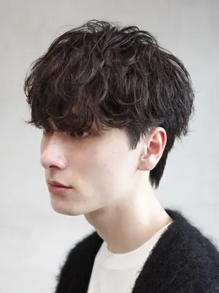 ミディアム パーマ メンズ レディースショート 福岡天神メンズパーマのヘアスタイル
