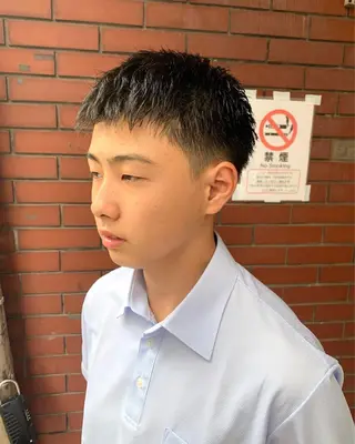 メンズ スパイキーパーマ 柏NO1 藤本葉のヘアスタイル