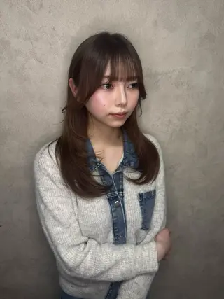 セミロング カラー ケアブリーチ🌺韓国 レイヤー🪽‪とわのヘアスタイル