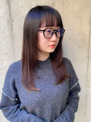 セミロング カラー 似合わせレイヤー/ ケアパーマ/高倉のヘアスタイル