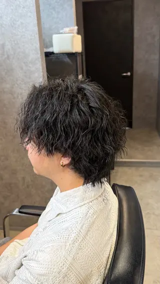 ミディアム パーマ メンズ 久保田 祥伍のヘアスタイル