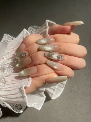 ネイル I-nailロング /ワンホン/キラキラのネイルデザイン