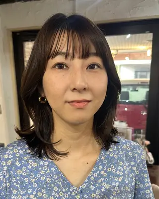 セミロング カラー 韓国風レイヤーカット 上手く丁寧早い/マツのヘアスタイル