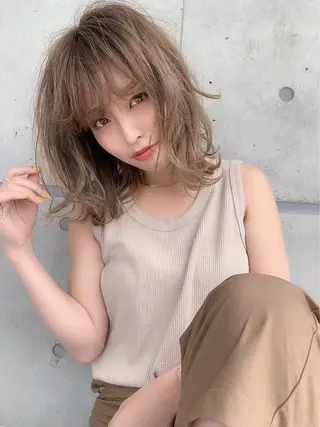 ミディアム カラー ヘアアレンジ ダブルカラー｜ なおき｜池袋美容師のヘアスタイル