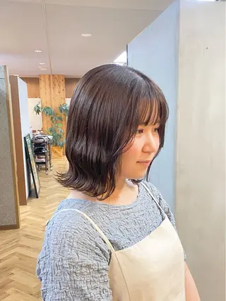 ミディアム カラー パーマ ヘアアレンジ ハル🌸柔色/ ブリーチなし/艶髪のヘアスタイル
