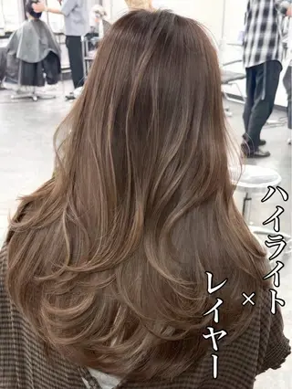 ロング カラー ハイライト/レイヤー 河原町/Manatoのヘアスタイル