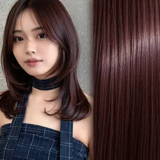 ミディアム カラー 🤍透明感/艶髪🤍 韓国ワンホン✨ゆらのヘアスタイル