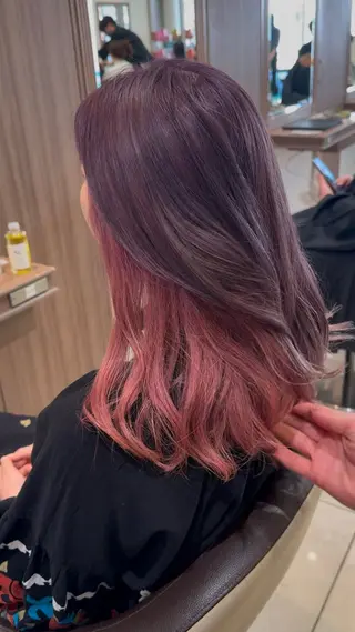 セミロング カラー ブリーチ🎨デザイン カラー/れいじ🩶のヘアスタイル