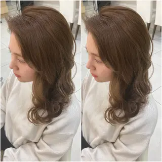 セミロング カラー 全席個室 暖色カラー Zina松園優香🌸のヘアスタイル