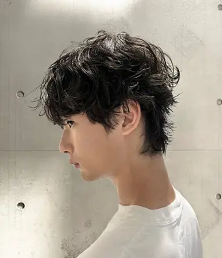 ショート パーマ まさとレイヤーカット 透け感カラー/心斎橋のヘアスタイル