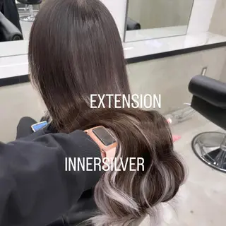 ロング カラー エクステ🩵ブリーチ 韓国ヘア🩵KAEのヘアスタイル