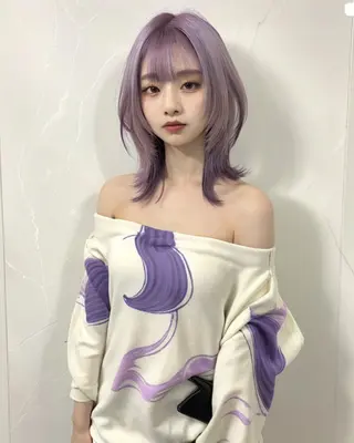 ロング Rin♡透明感ピンク 🎀白肌ラベンダーのヘアスタイル