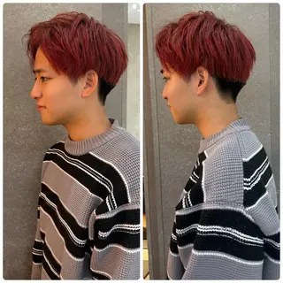 ミディアム カラー メンズ メンズ💈毛流れパー マ✨メンズカット吉田のヘアスタイル