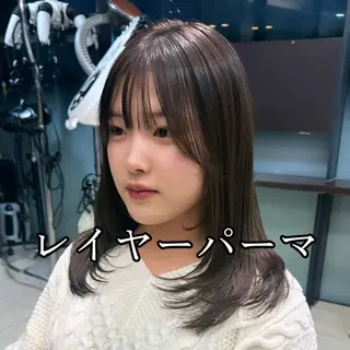 ミディアム パーマ 韓国風パーマ🌿コテ 巻き風パーマ/るいのヘアスタイル