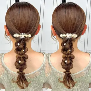 ロング ヘアアレンジ ヘアメ🎀ハイトーン 🩵エクステ🪄しほのヘアスタイル