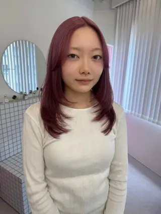 ミディアム カラー ピンク・ラベンダー カラー/saraのヘアスタイル