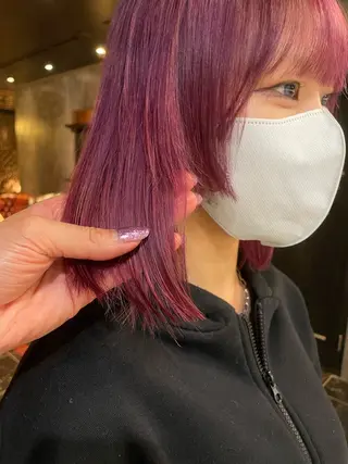 ミディアム カラー パーマ ヘアアレンジ くびれレイヤー/艶 カラー　MADOKAのヘアスタイル
