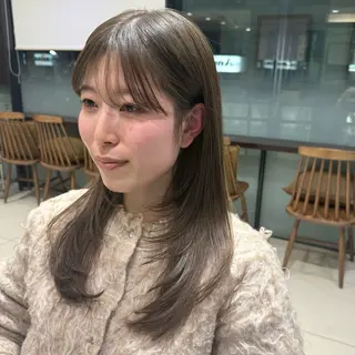 セミロング カラー パーマ 韓国風パーマ🌿コテ 巻き風パーマ/るいのヘアスタイル