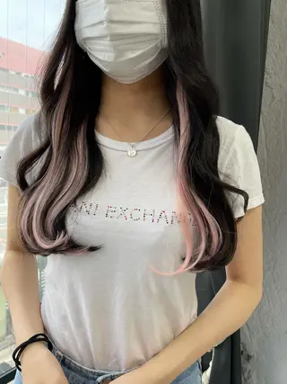 セミロング Acchon/心斎橋 💚ダブルカラーのヘアスタイル