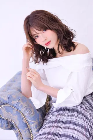 ミディアム カラー パーマ 中田 敏明のヘアスタイル