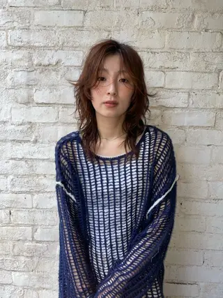 ミディアム カラー パーマ ズミ🦖髪質改善 レイヤー☆艶ボブのヘアスタイル