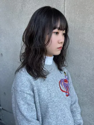 セミロング カラー パーマ ✨まとまるボブ/ 切りっぱなし/ユキナのヘアスタイル
