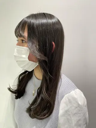 セミロング カラー パーマ ヘアアレンジ ネイル マツエク・マツパ 韓国風ベージュ🤎 赤みなし🌿横浜🤎のヘアスタイル