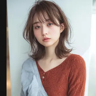 ミディアム ブリーチなしWカラー 🌷宮部楓奈のヘアスタイル