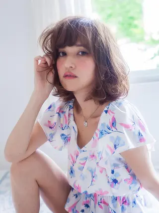 ミディアム カラー パーマ amie 高崎 【アミ】のヘアスタイル