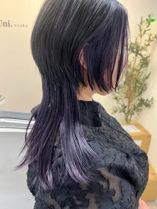 ミディアム カラー メンズ レイヤー ウルフ 弓木啓輔のヘアスタイル