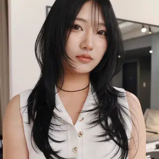 ロング 中田 姫歌のヘアスタイル