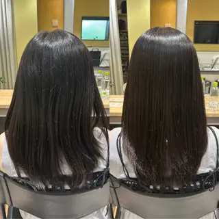 セミロング パーマ hubhair レイヤー/透明感のヘアスタイル