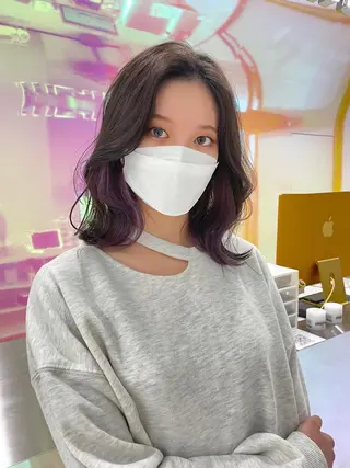 ミディアム カラー パーマ ヘアアレンジ メンズ キッズ ネイル マツエク・マツパ KANAMI 🌏のヘアスタイル
