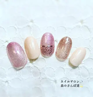 ネイル ショートネイル 森のさんぽ道のネイルデザイン