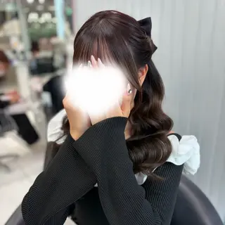 セミロング ヘアメ🎀暖色カラー /Fuka⟡.·のヘアスタイル