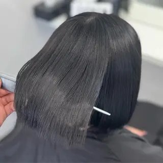 ミディアム パーマ 髪質改善Ⅰ透明感 艶カラーⅠたつやのヘアスタイル