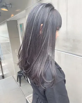 セミロング カラー ヘアアレンジ ブリーチダブルカラー 元町三宮/三ノ宮のヘアスタイル