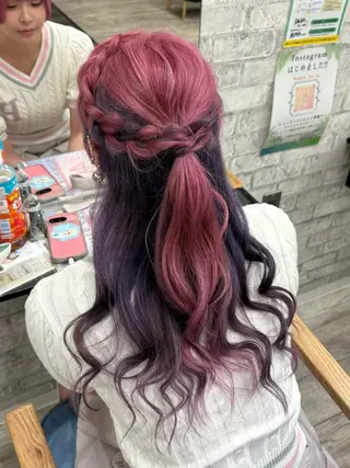 カラー ヘアアレンジ ピンク/ミルクティ/ アレンジ/みはね🎀のヘアスタイル